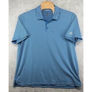 Adidas Golf Polo Shirt Blue White Striped Golf Performance Men's‎ Size 2XL